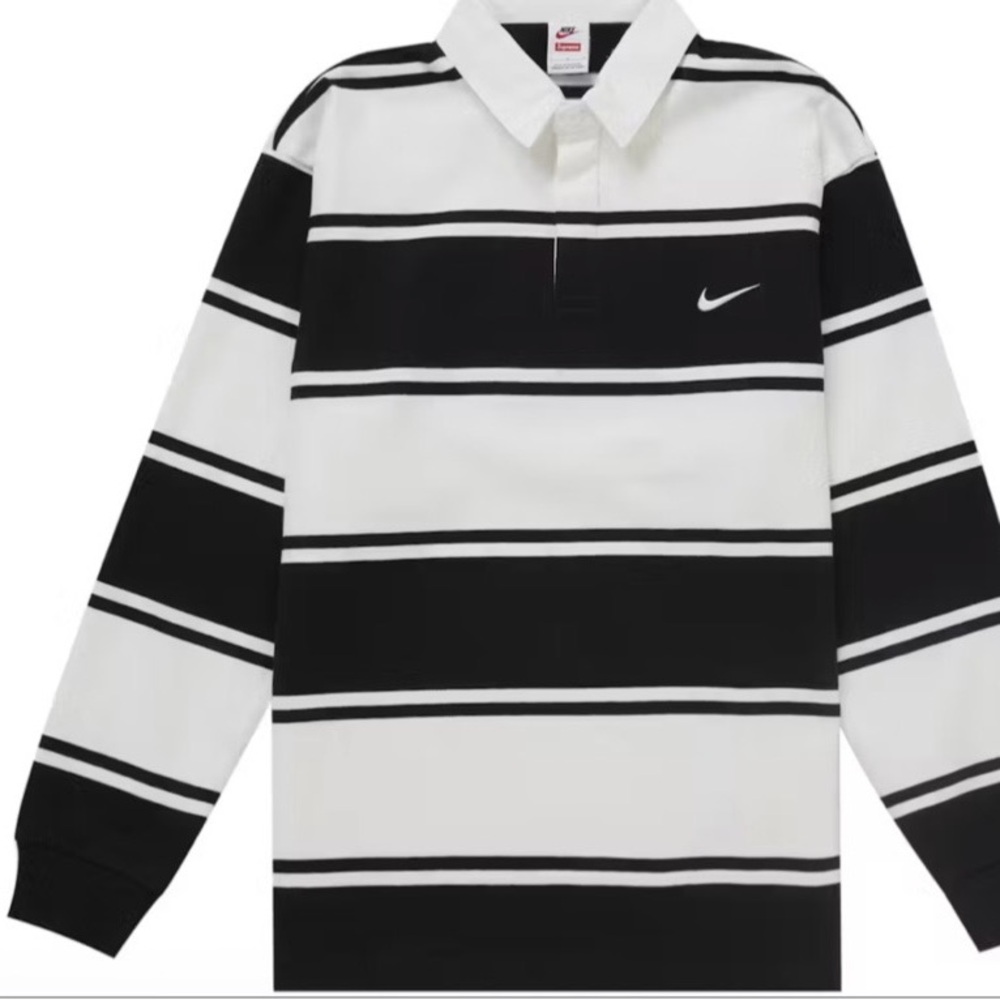 Nike Men's Black and White Striped Button Down Shirt